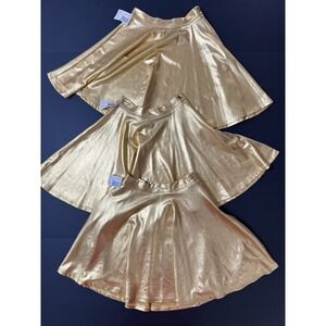 Gold Metallic Mini Skirt Lot Of 3 Disco Pleather Skater Athletic Tennis NWT